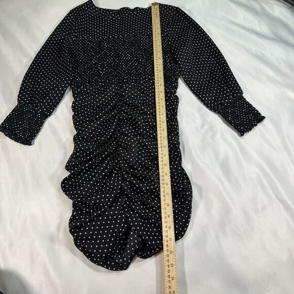 Zara Black Micro Dot Mini Dress Size Small - Picture 2 of 8